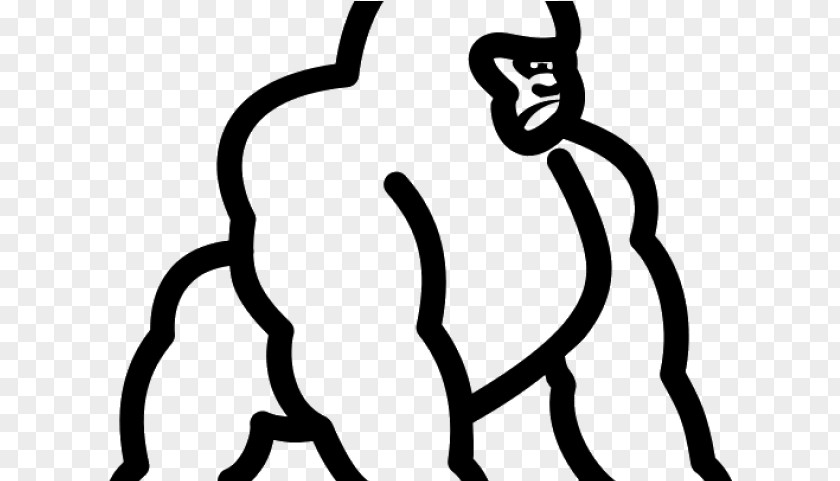 Blackandwhite Line Art Ape PNG