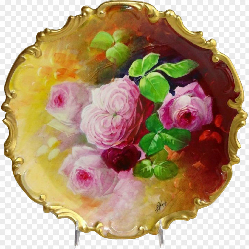 Hand-painted Roses Cut Flowers Floral Design Platter Rose PNG