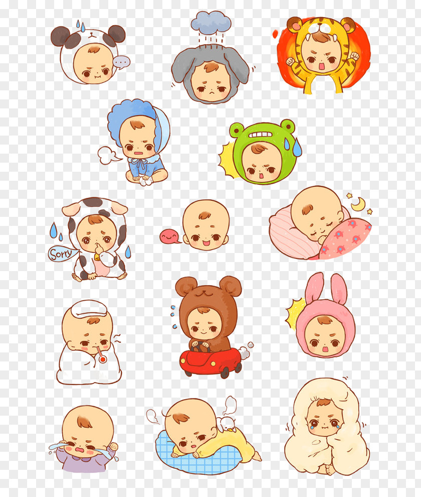 Korea Cute Baby Face Pack Illustration PNG