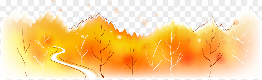 Cartoon Painted Autumn Scenery Drawing Season Illustration PNG