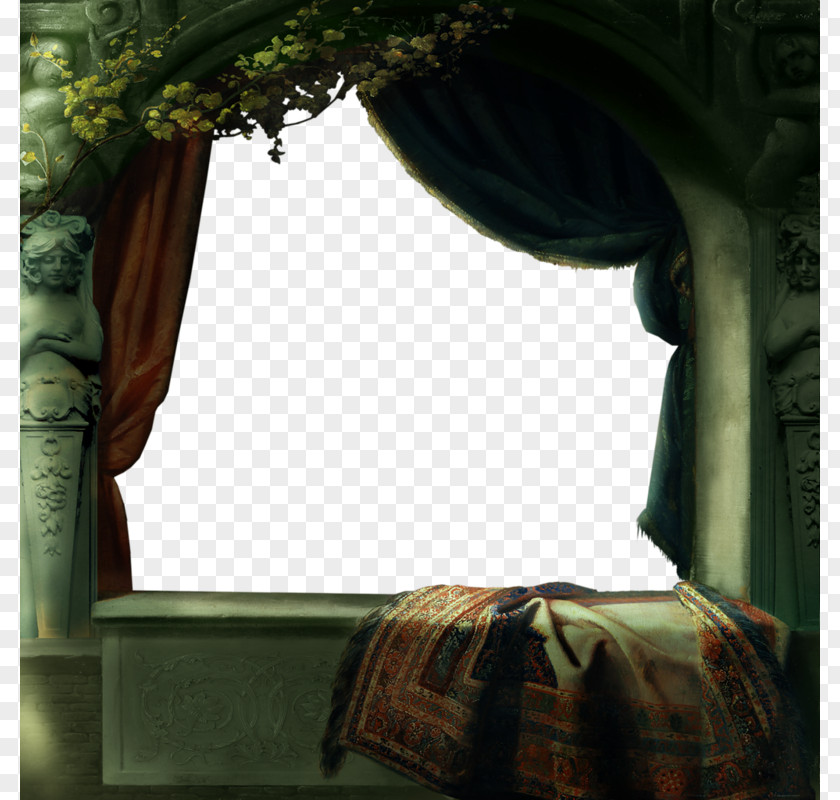 Hand-painted Classical Balcony Window 3D Computer Graphics User Interface PNG