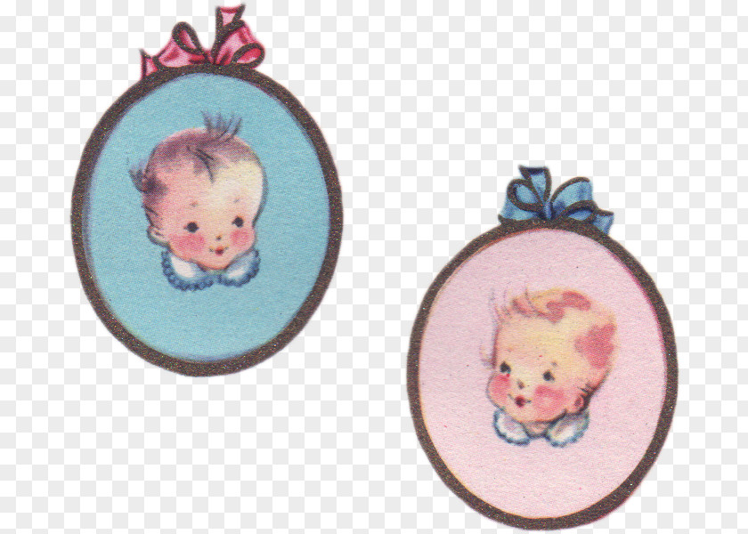 Twins Baby Earring Pink M Oval PNG