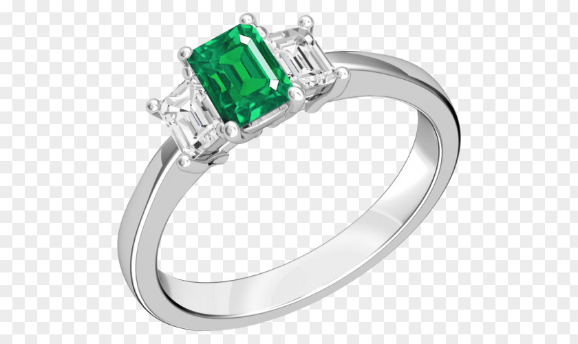 Emerald Diamond Crown Engagement Ring Cut PNG