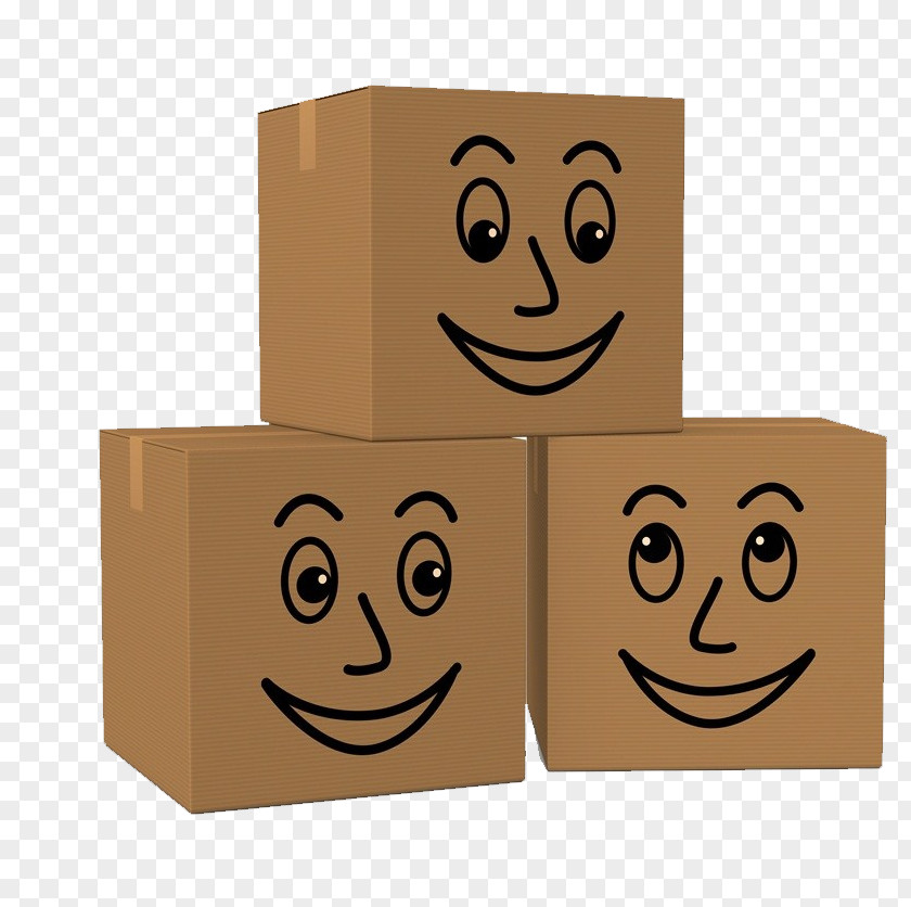 Cartoon Smiley Box Cardboard Drawing PNG