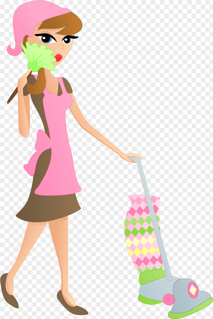 Summer Fashion Cartoon Fresh Cleaner Maid Service Green Cleaning Housekeeping PNG