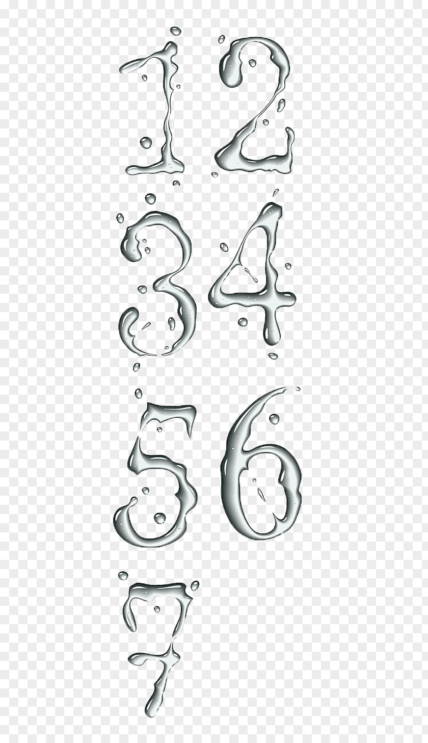 Water Droplets 1234567 Numerical Digit Arabic Numerals Drop PNG