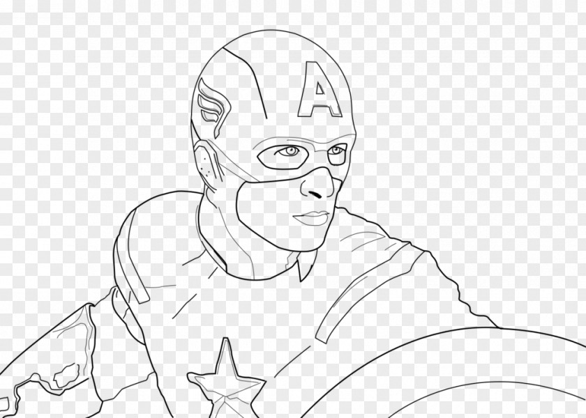 Draw Captain America Line Art Drawing Cartoon Sketch PNG