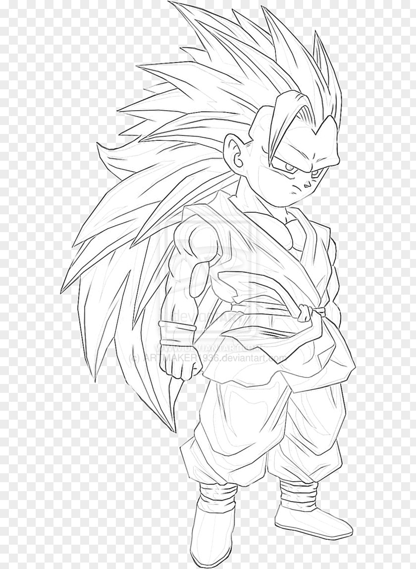 Goku Sketch Line Art Drawing Super Saiyan PNG