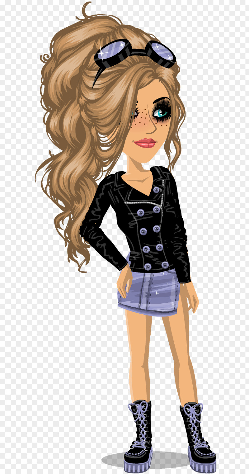 Missyou MovieStarPlanet Blogger Brown Hair Black PNG