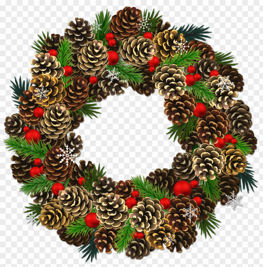 Pine Cone Christmas Wreath Garland Clip Art PNG
