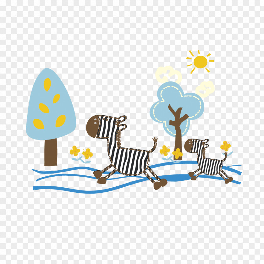 Zebra Running Horse Illustration PNG
