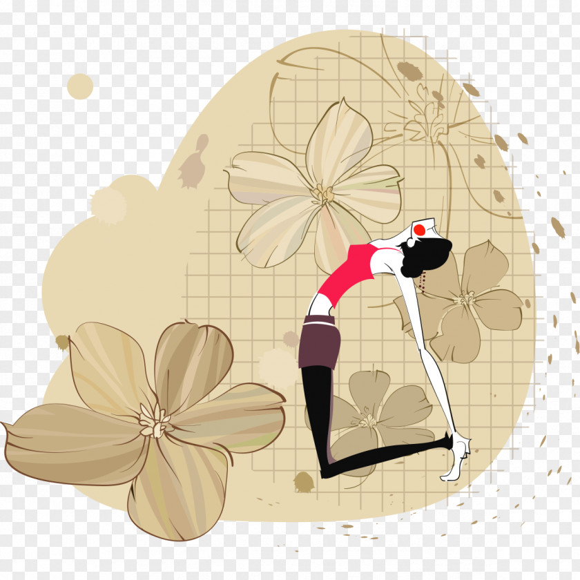 Flowers Yoga Illustration Instructor Cartoon PNG