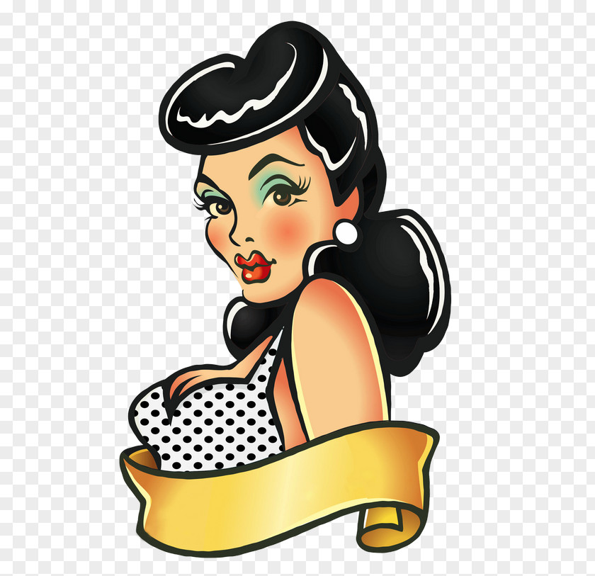 Pin-up Girl Old School (tattoo) Flash PNG girl school Flash, illustration, black haired woman illustration clipart PNG