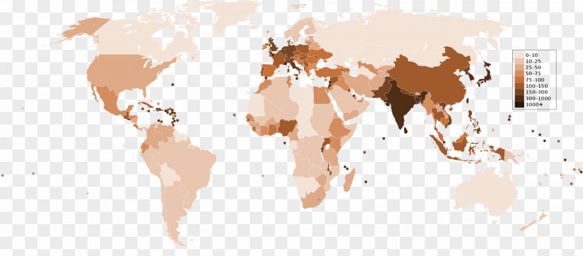 Population World Density Map PNG