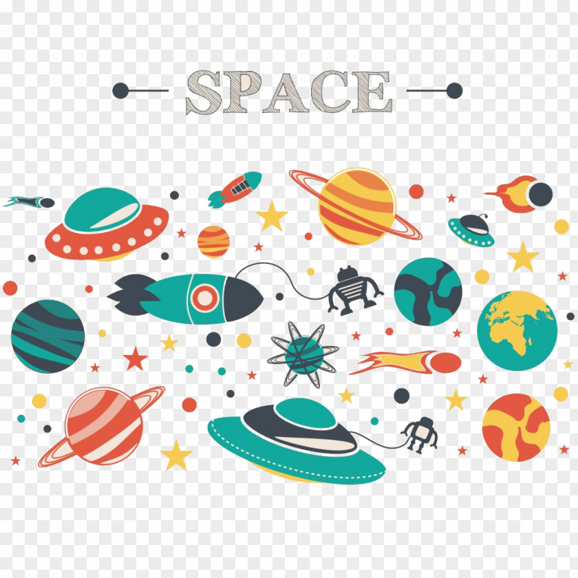 Space Scene Spacecraft Outer Cartoon Illustration PNG