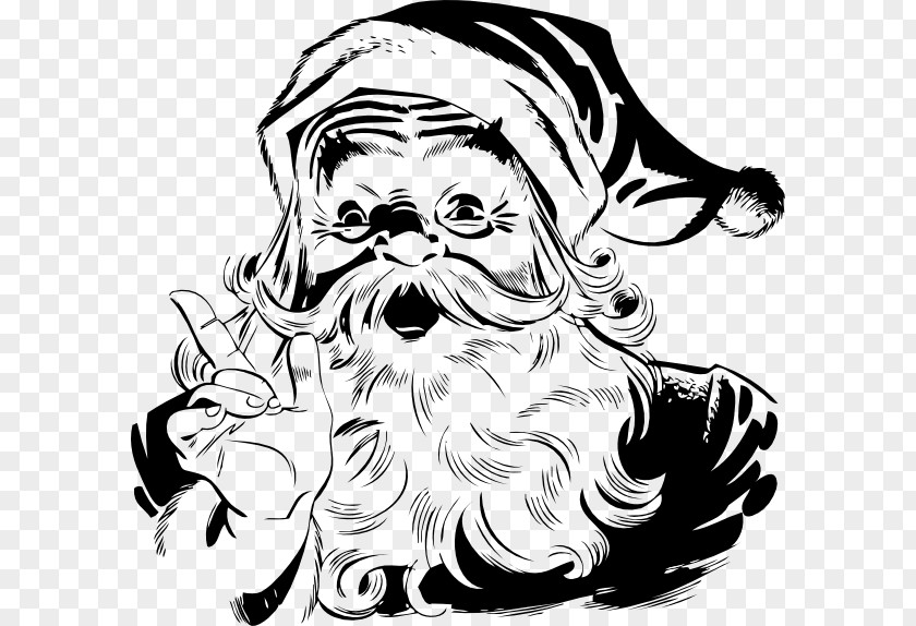 Saint Nicholas Santa Claus Black And White Christmas Clip Art PNG