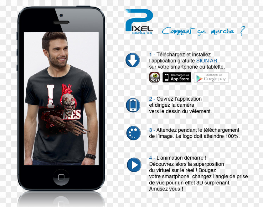 T-shirt 3D Bird Pixel Evolution Augmented Reality Smartphone PNG