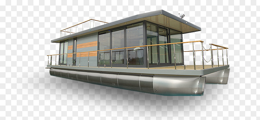 Floating Houseboat Catamaran Inboard Motor Engine PNG