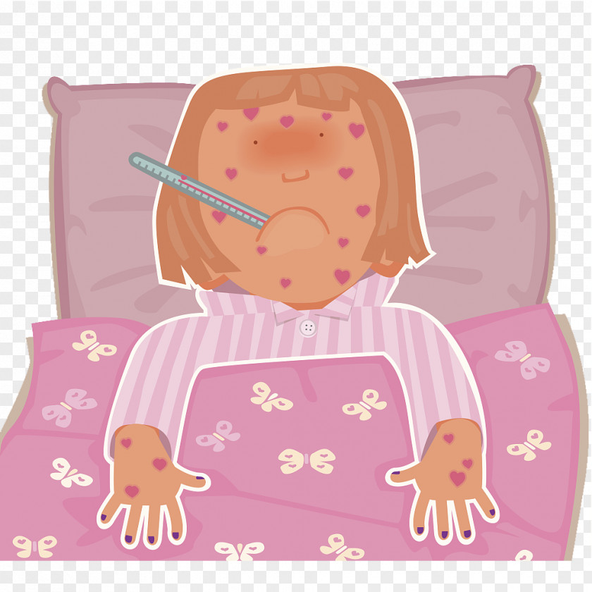 A Woman With Decorative Illustration Of Fever PNG