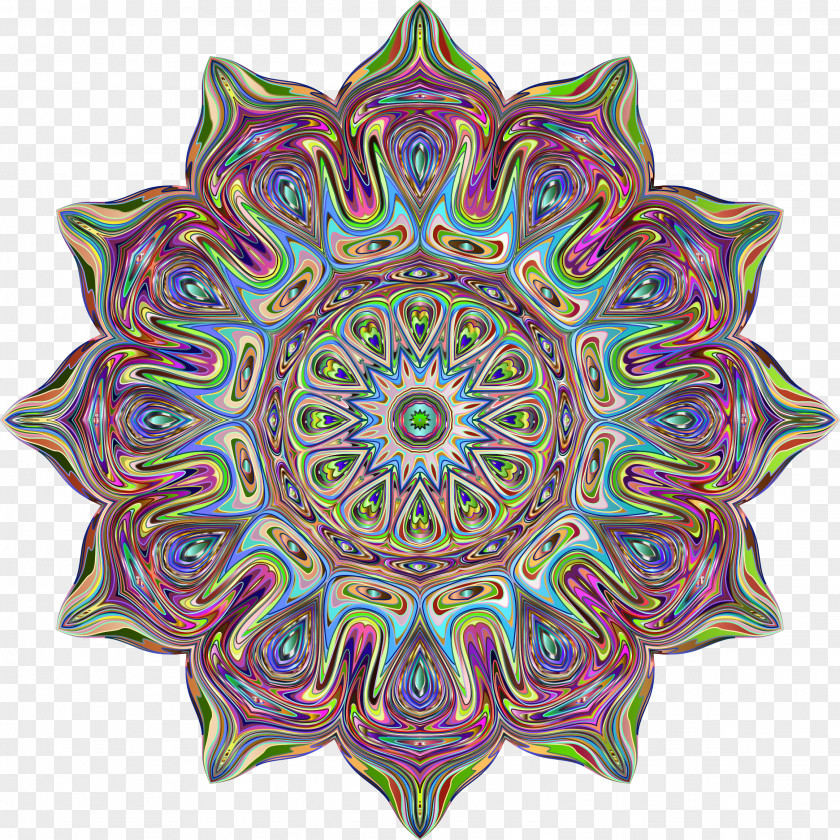 Psychedelic Mandala Paper Meditation Pattern PNG