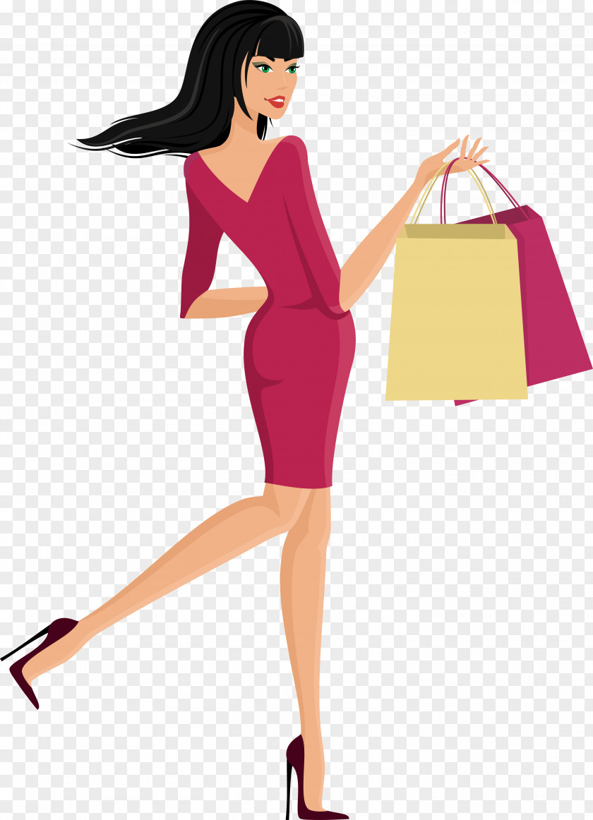 A Woman Carrying Shopping Bag Stock Photography Illustration PNG