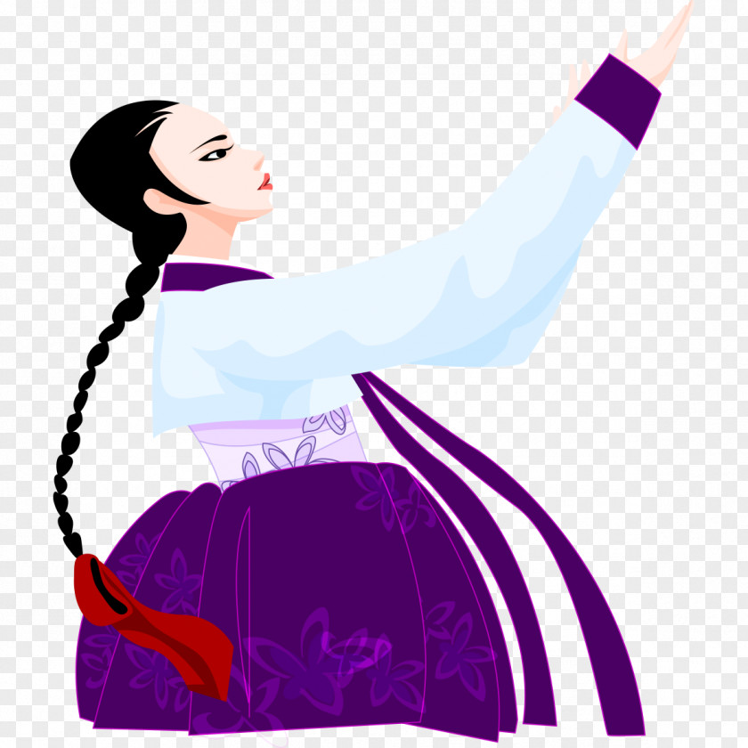 Long Braids Woman Illustration PNG