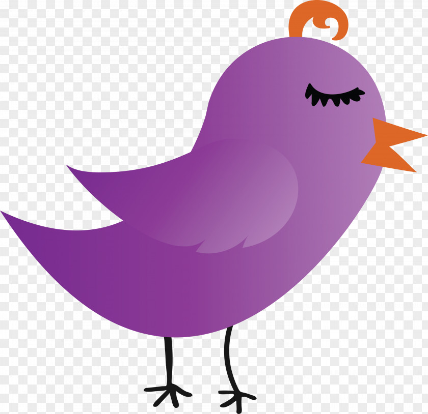 Purple Bird Pink Beak PNG
