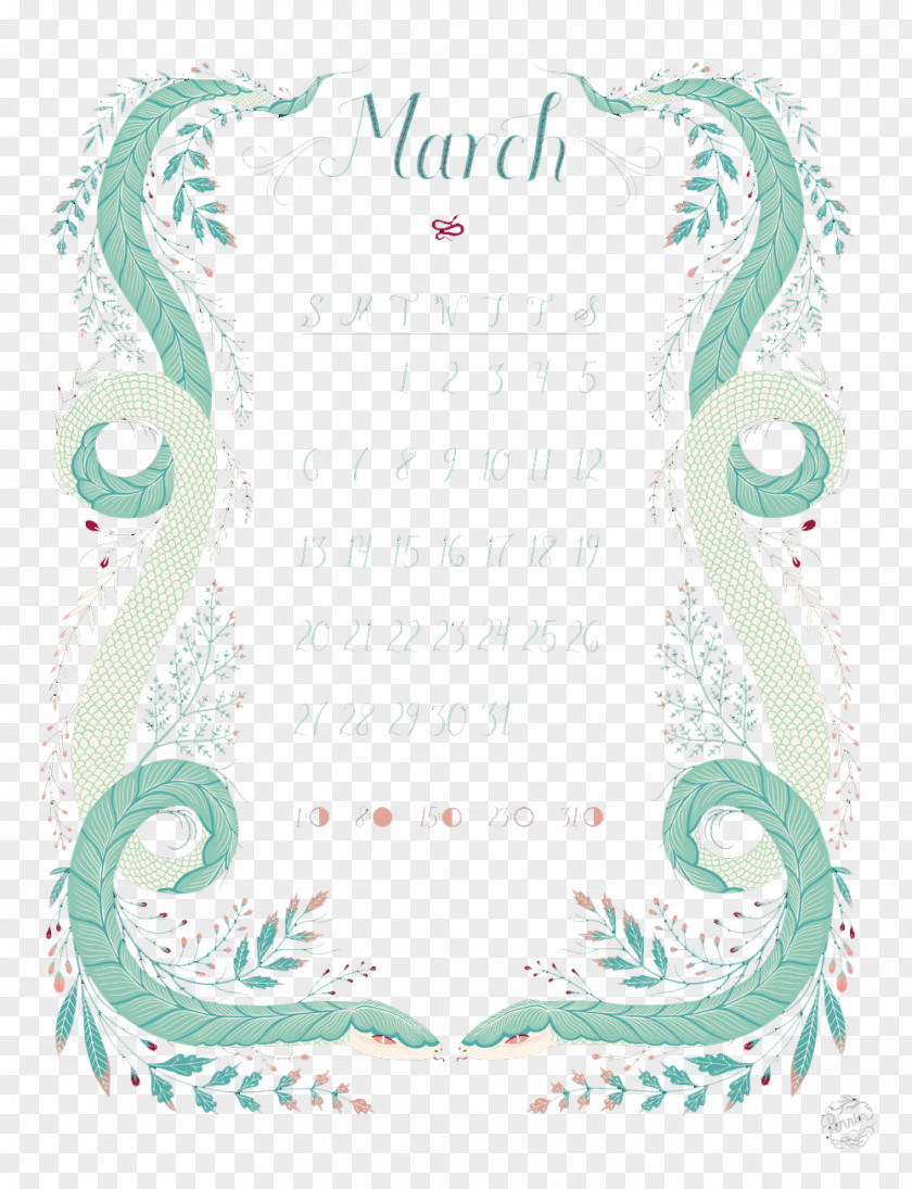 Snake-like Pattern Calendar March Month Download Computer File PNG