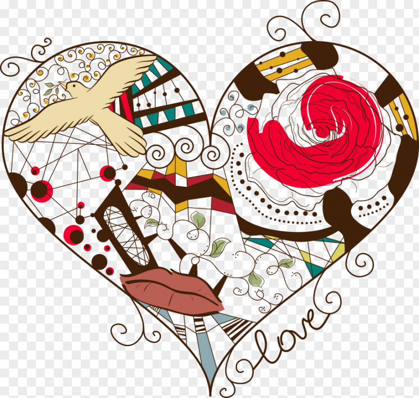 Vector Love Birds Heart Abstract Art Royalty-free Clip PNG