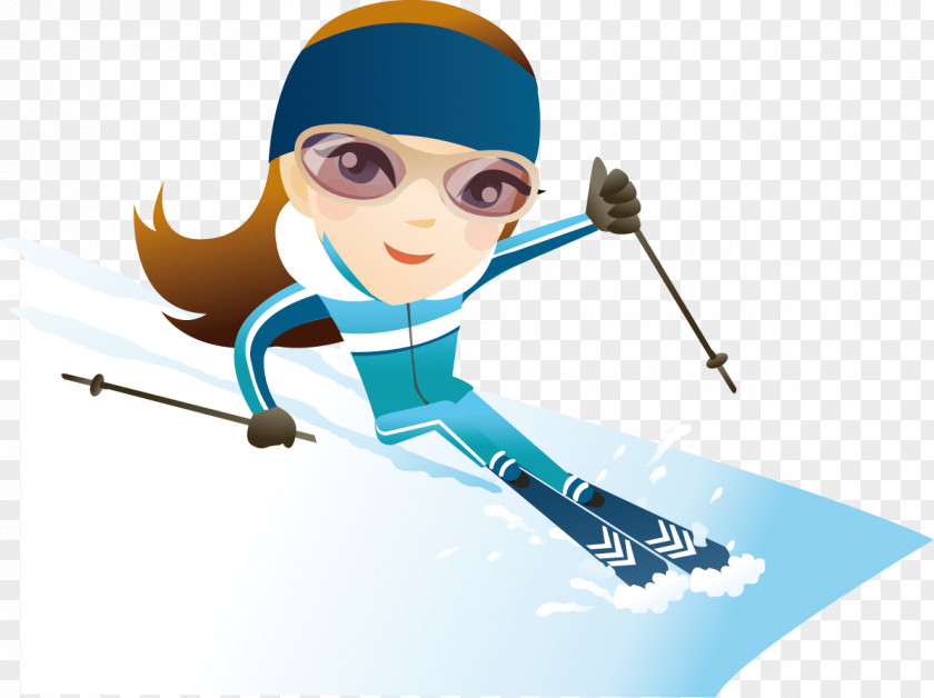 Snow Skiing Cartoon Winter PNG
