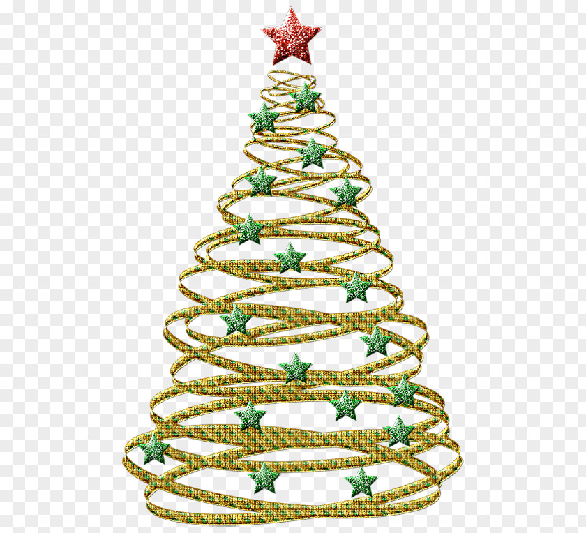 Transparent Gold Christmas Tree With Green Stars Picture Ornament Clip Art PNG