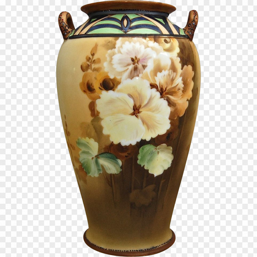 Hand-painted Flowers Background Material Porcelain Ceramic Vase Noritake Art PNG