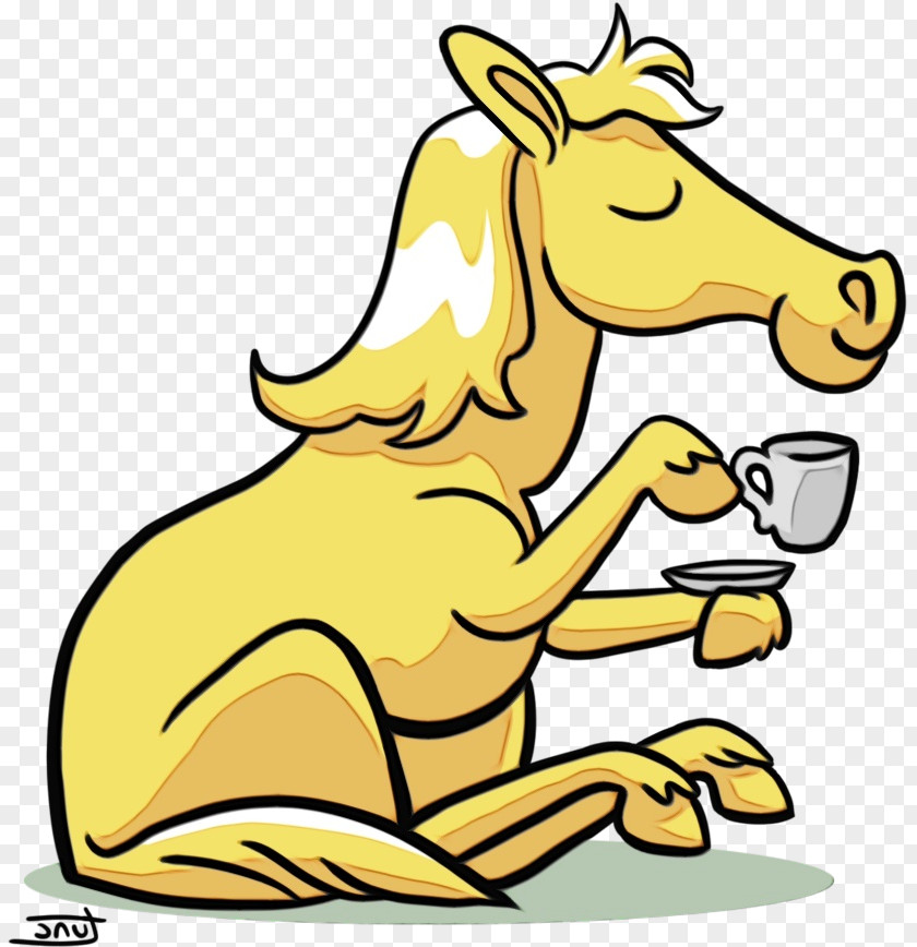 Mare Horse Cartoon Yellow Clip Art Animal Figure Line PNG