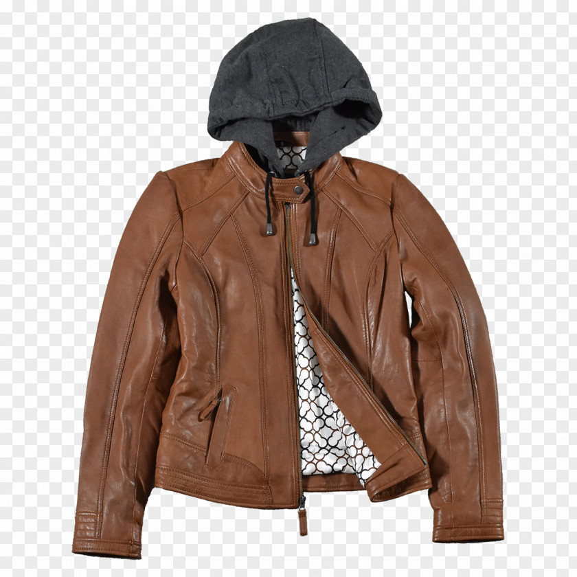 Bomber Jacket Leather Flight Zipper Hood PNG
