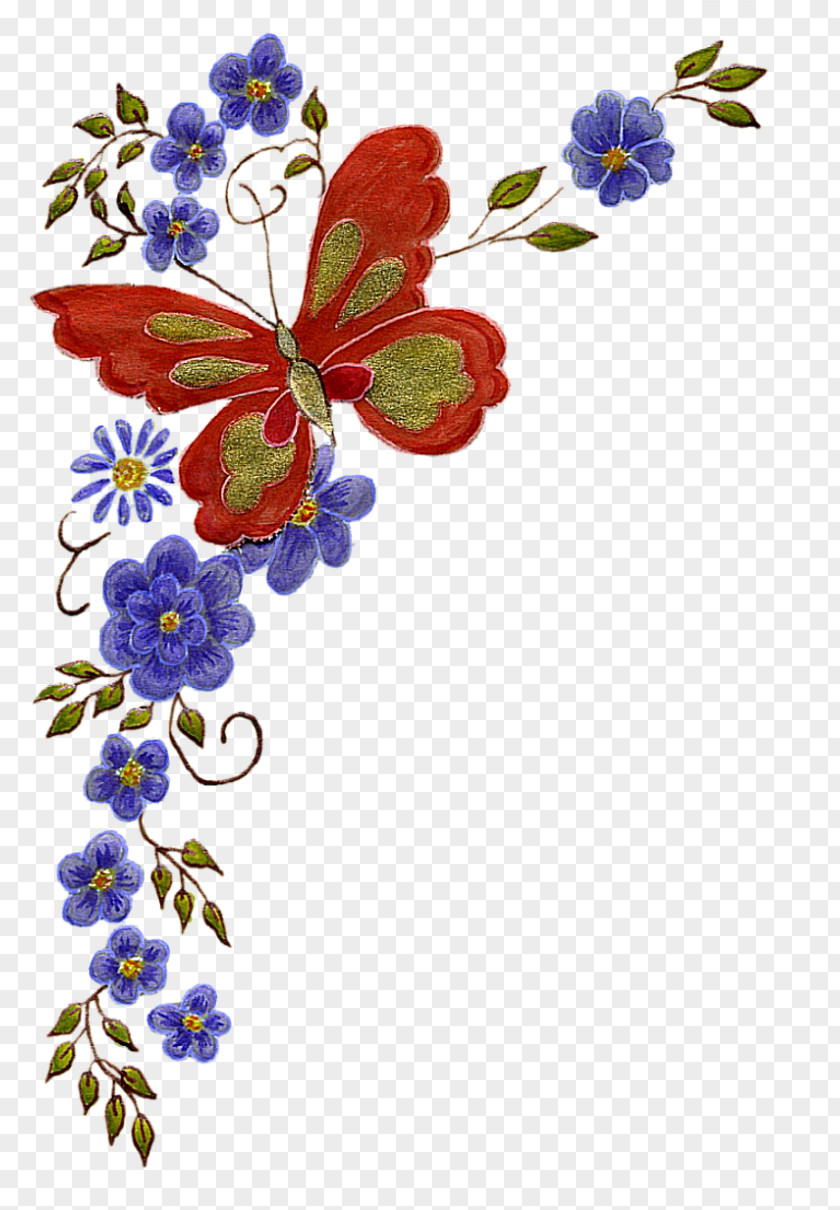 Insect Floral Design Cut Flowers Pattern PNG