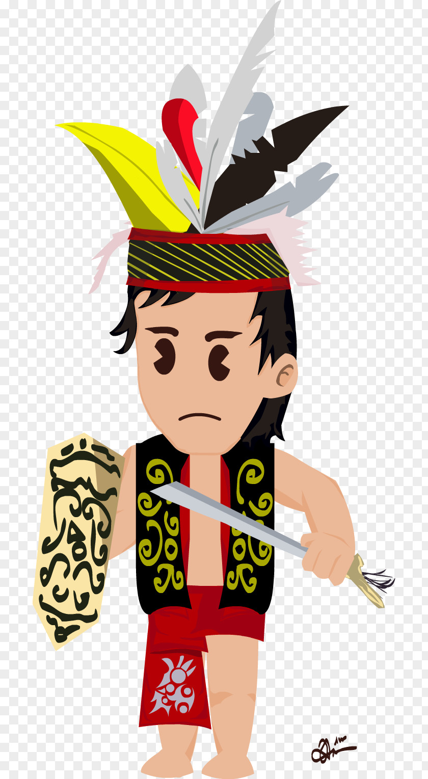 Warrior Borneo Cartoon Dayak People Animation PNG