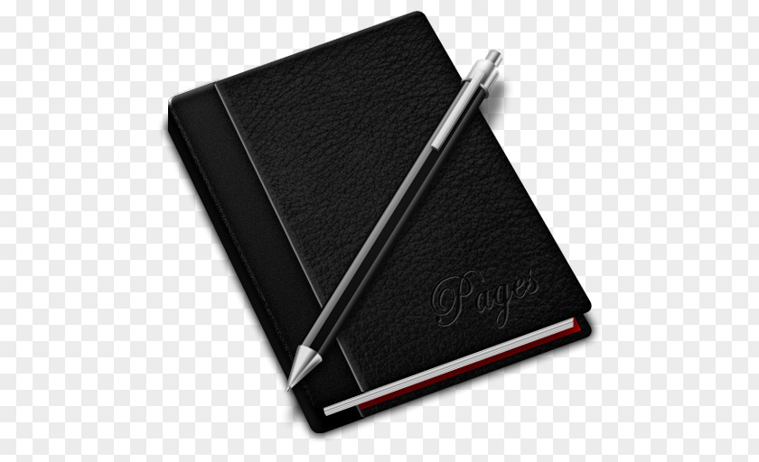 Pages Black Brand Notebook Wallet PNG