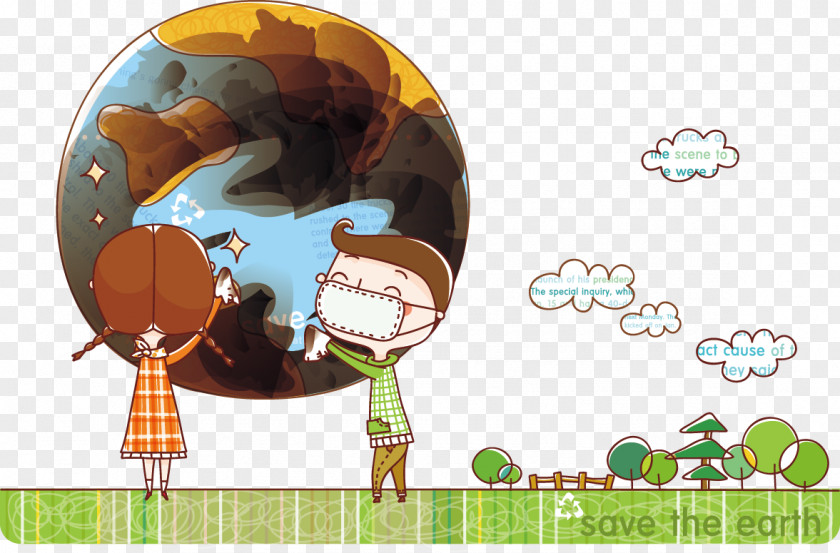 Clean Up Our Polluted Planet Earth Globe Wallpaper PNG