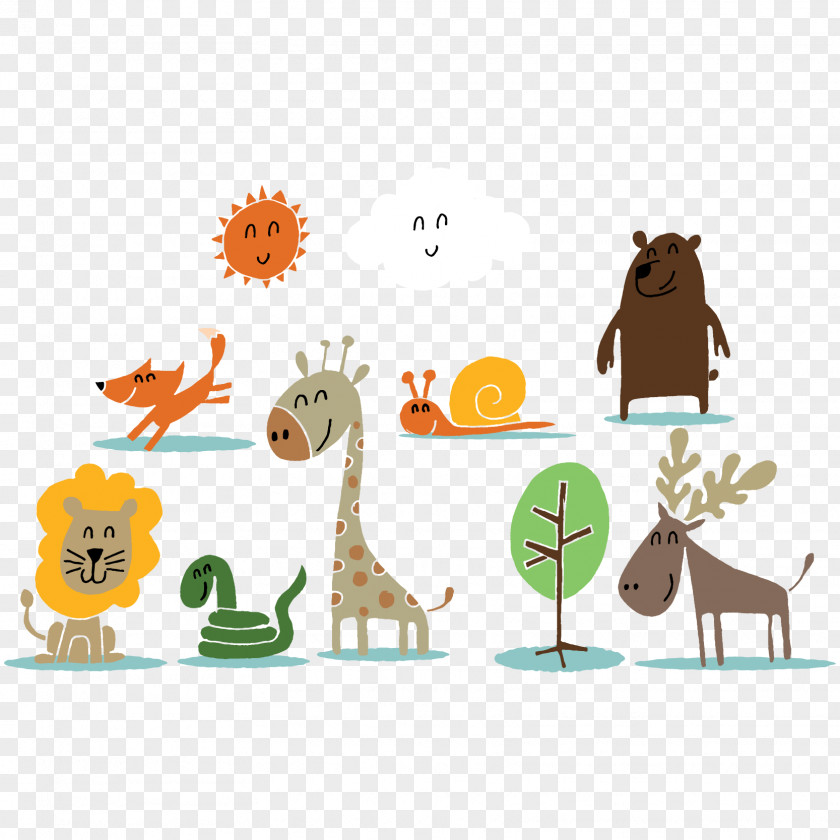 Vector Happy Zoo Animal Drawing Download PNG