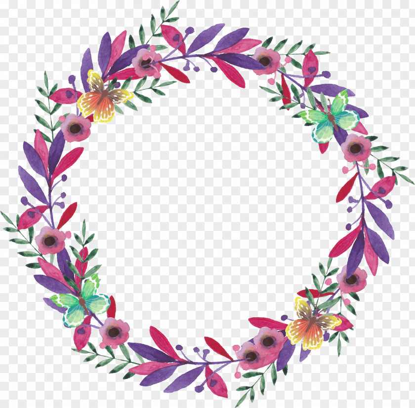 Vector Painted Garlands Flower Watercolor Painting Wreath PNG