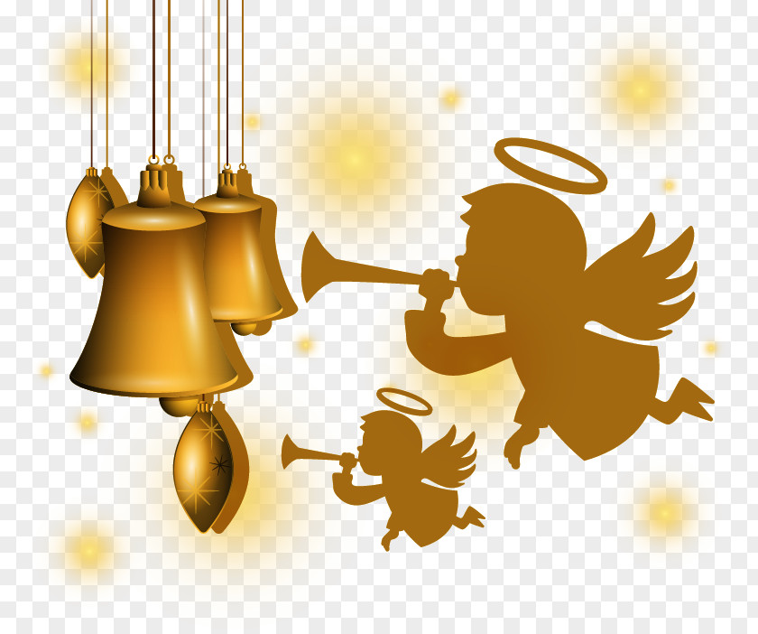 Golden Christmas Bell New Year's Day Eve Chinese Year Clip Art PNG