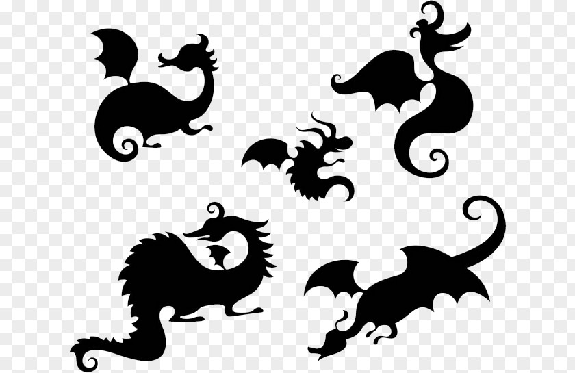 Hand Painted Black Dragon Photography Illustration PNG