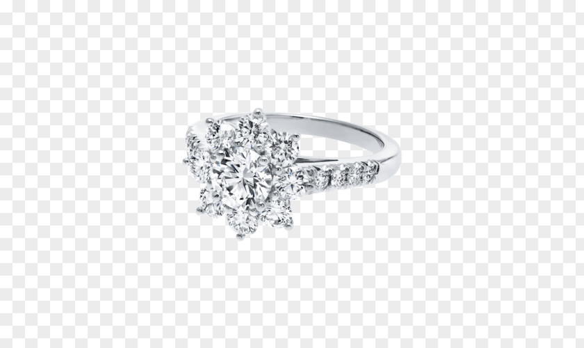 Platinum Safflower Three Dimensional Engagement Ring Diamond Harry Winston, Inc. Jewellery PNG