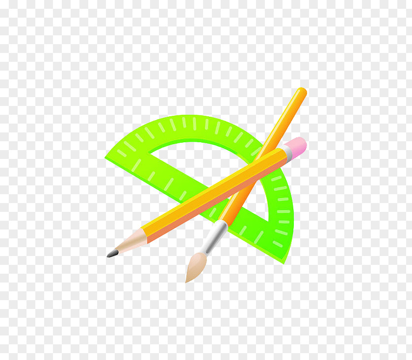 Protractor And Pencil Paper Stationery Eraser PNG