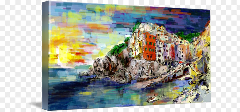 Cinque Terre Watercolor Painting Acrylic Paint PNG