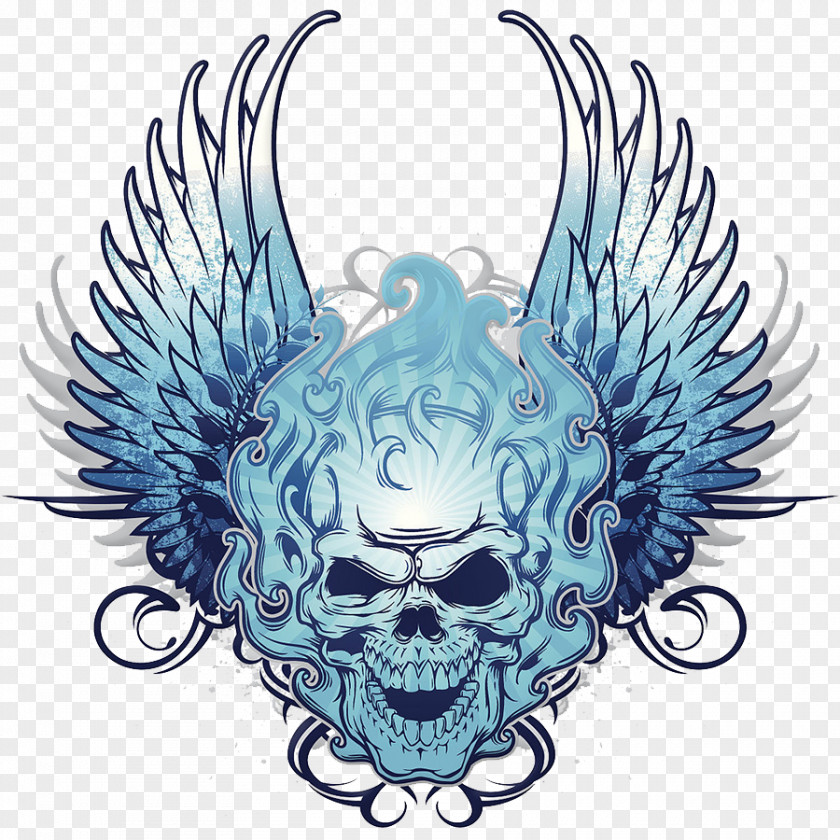 Flying Skulls Skull Wing Flame PNG