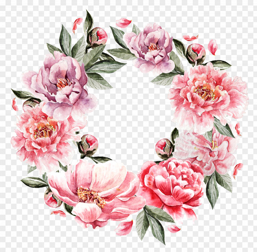 Hand-painted Flowers Flower Cluster Painting Wreath PNG