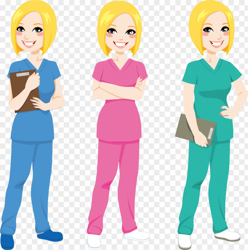 Male And Female Doctors Nurses Characters Vector Material Free Download Nursing Cartoon Scrubs Clip Art PNG