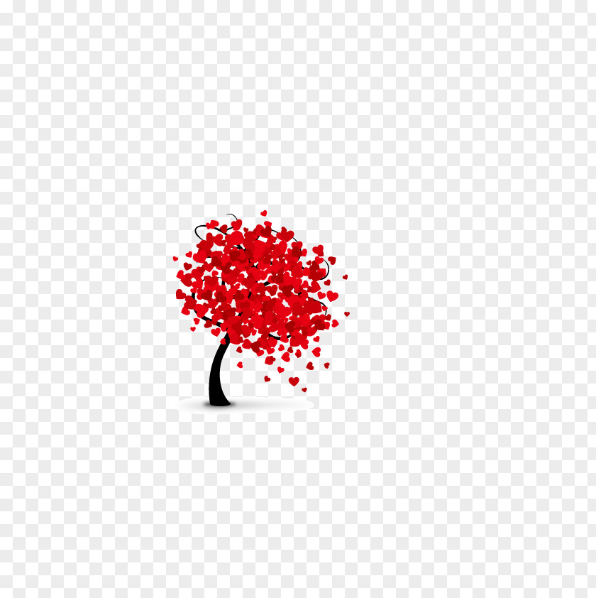Red Heart-shaped Love Beautiful Tree Vector Material PNG