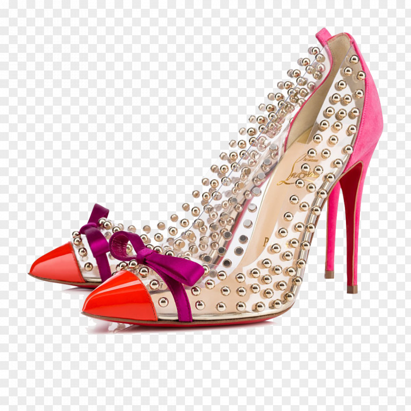 Red Transparent Rivet High Heels Court Shoe High-heeled Footwear Ballet Flat Boot PNG